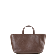 Torba z naturalnej skóry typu shopper z długim i krótkim uchwytem oraz ozdobną minimalistyczna zawieszką z przodu