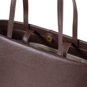 Skórzana torba shopper Versono Coffee z naturalnej skóry licowej z długim i krótszym uchwytem.