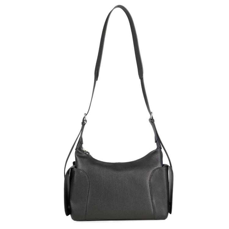 Elegancka czarna torebka damska wykonana z naturalnej skóry. Klasyczny fason typu shoulder bag z regulowanym paskiem do noszenia na ramieniu.