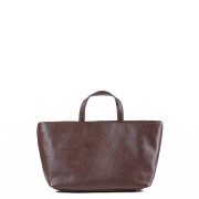 Torba z naturalnej skóry typu shopper z długim i krótkim uchwytem oraz ozdobną minimalistyczna zawieszką z przodu
