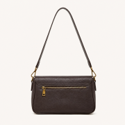 Klasyczna skórzana torebka damska wykonana z wysokogatunkowej skóry naturalnej top grain leather zapinana na suwak i klapkę z zapięciem obrotowym. Tył.