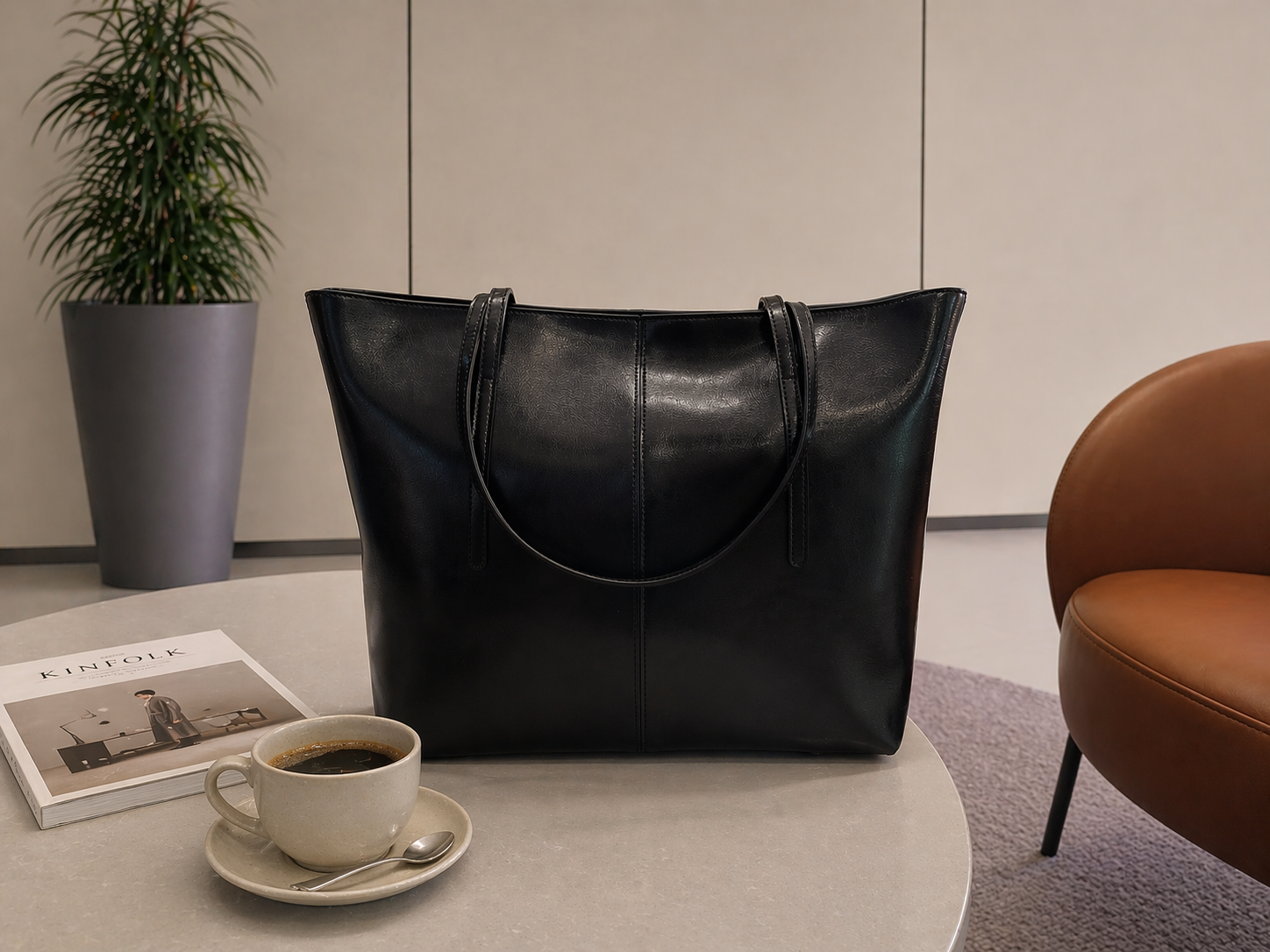 czarny shopper skórzany